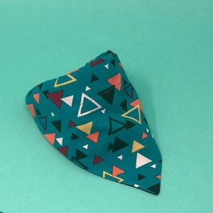 Triangle Teal Matching Dog Bandana - The Woof Warehouse