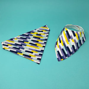 Matching Dog Bandana and Baby Bib- Navy and Purple - The Woof Warehouse