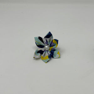 Navy and Purple Upcycled Fabric Collar Flowers 2.0 - The Woof Warehouse