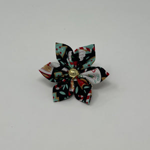 Santa's Cookies and Cocoa Upcycled Fabric Collar Flowers 2.0 - The Woof Warehouse