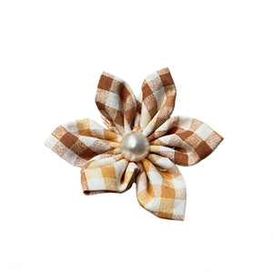 Thanksgiving Plaid Upcycled Fabric Collar Flowers 2.0 - The Woof Warehouse