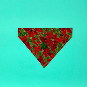 Christmas Red and Gold Poinsettia Dog Bandana - The Woof Warehouse