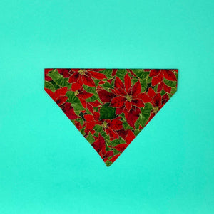 Christmas Red and Gold Poinsettia Dog Bandana - The Woof Warehouse