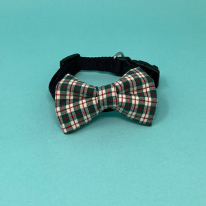 Plaid bow tie on a blue background