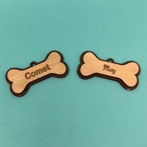 Wooden Personalized Dog Bone Ornament - The Woof Warehouse