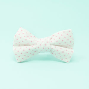 White with Pink Dots Dog Bow Tie - The Woof Warehouse