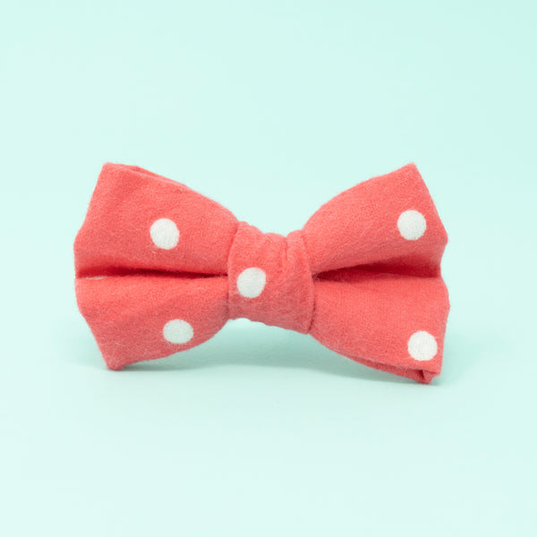 Pink with White Dots Dog Bow Tie - The Woof Warehouse