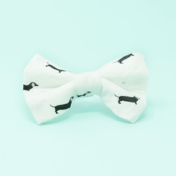 White with Black Doxens Dog Bow Tie - The Woof Warehouse