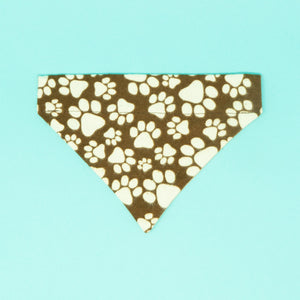 Brown Paw Prints Dog Bandana - The Woof Warehouse