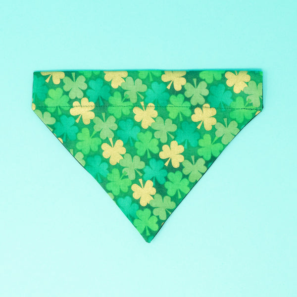 Green and Gold Clovers Saint Patrick's Day Dog Bandana - The Woof Warehouse