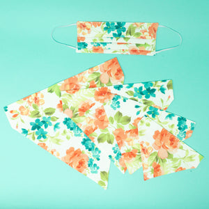 Floral Peach & Mint Matching Face Mask and Dog Bandana - The Woof Warehouse