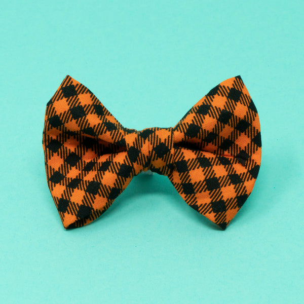 Orange and Black Plaid Halloween Bow Tie - The Woof Warehouse
