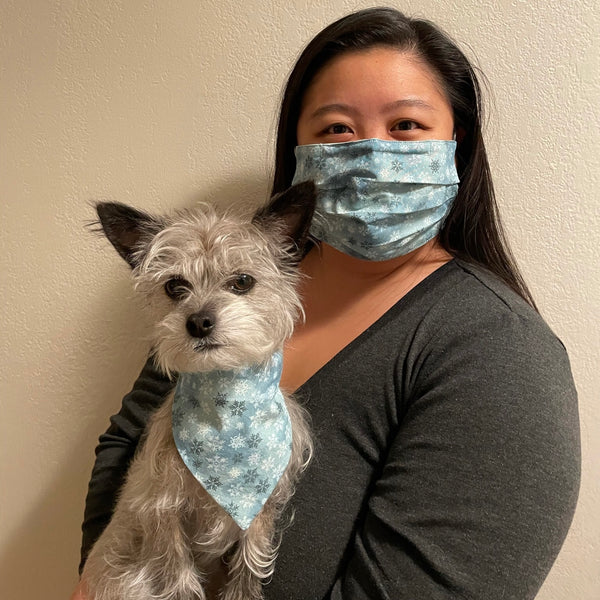 Glitter Snowflakes Matching Face Mask and Dog Bandana - The Woof Warehouse