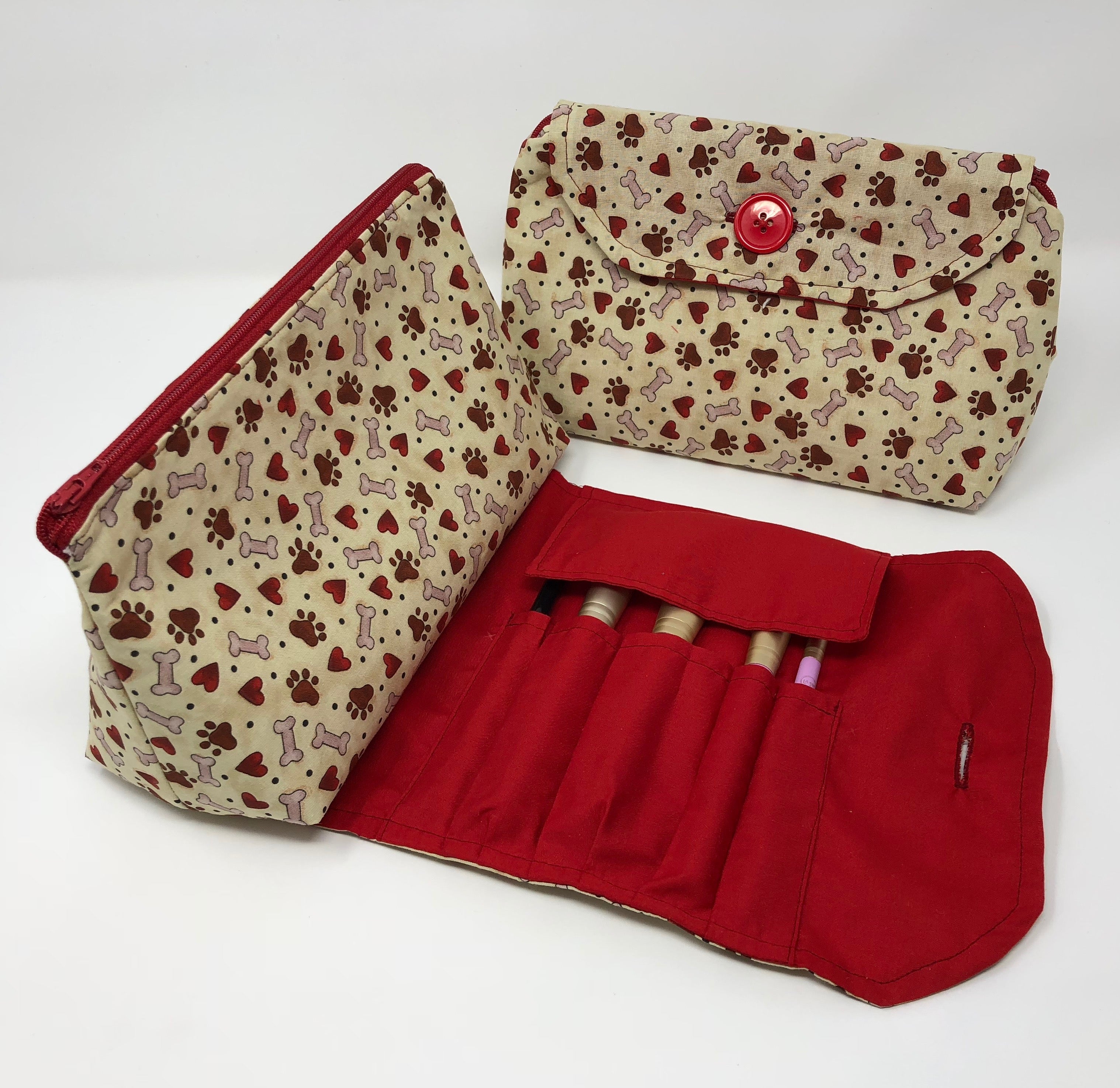 Handmade Make-up Bag Cosmetic Bag Little Dogs. 