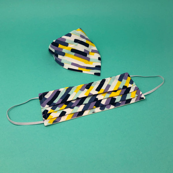 Navy and Purple Matching Face Mask and Dog Bandana - The Woof Warehouse