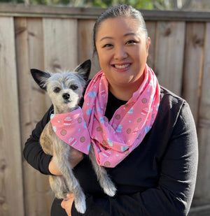 Milk and Cookies Matching Dog Bandana and Human Infinity Scarf - The Woof Warehouse