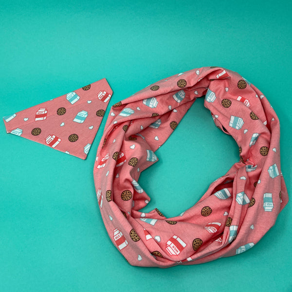 Milk and Cookies Matching Dog Bandana and Human Infinity Scarf - The Woof Warehouse